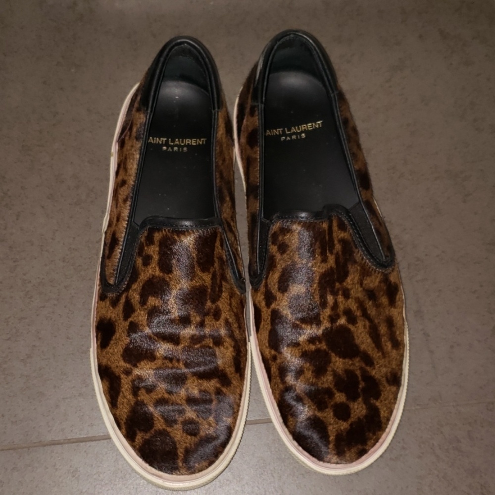 Yves Saint Laurent slip on animal print sneakers